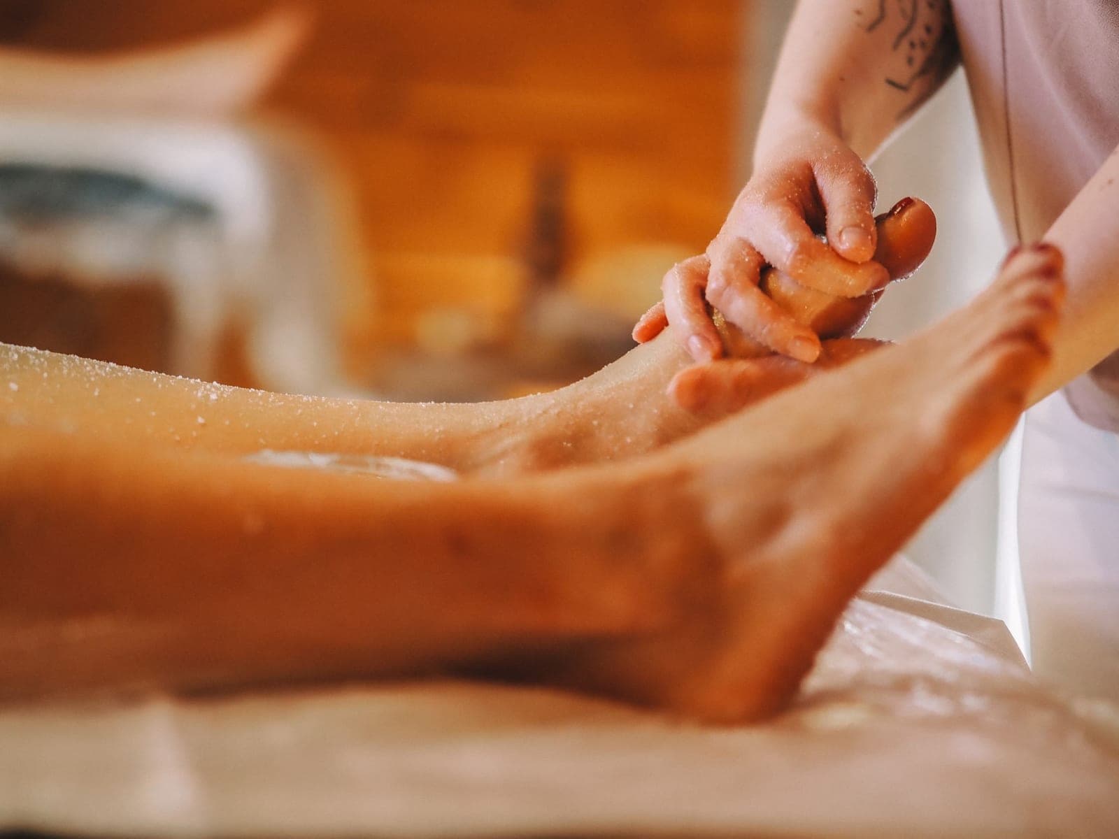 An Ayurvedic foot massage with warm oil