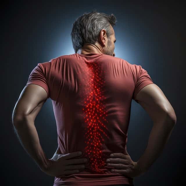 A man holding his lower back in pain