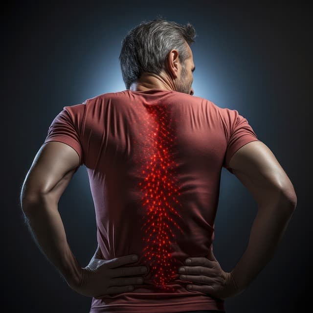 A man holding his lower back in pain